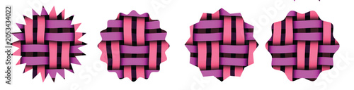Set of blank multicolor ornament starburst icons on white background. Badges and labels various shapes. 