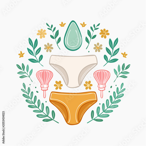 Feminine Hygiene Products and Underwear with Floral Accents