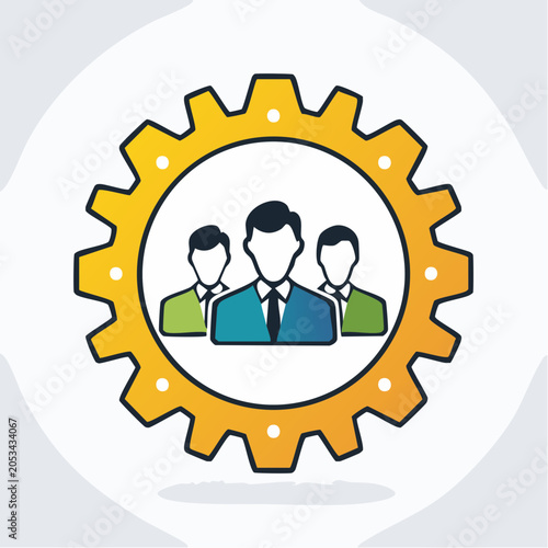 Teamwork and Collaboration Icon with Gear