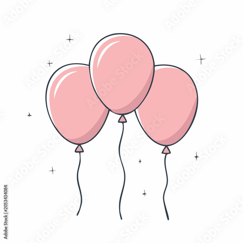 Three Pink Balloons with Sparkles