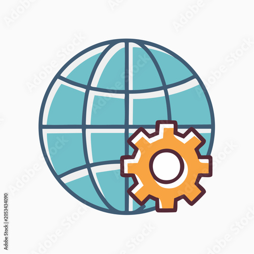 Globe and Gear Icon