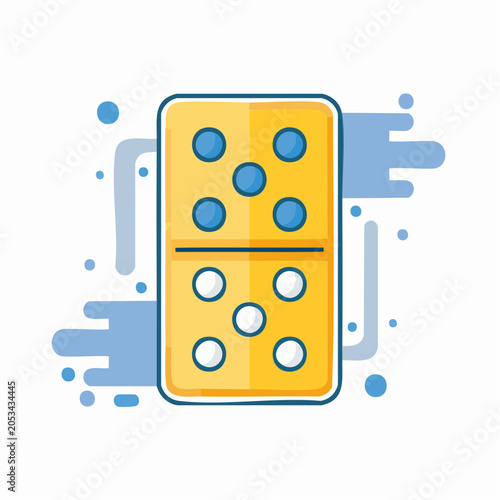 Yellow Domino Tile with Blue and White Dots