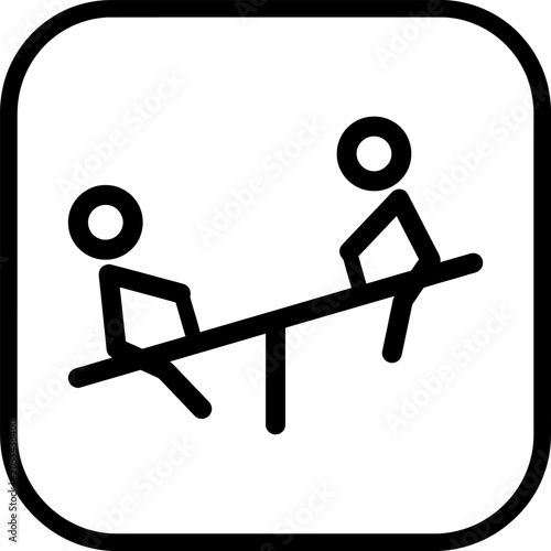 Seesaw playground icon sign with playground, children