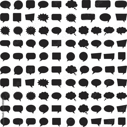 Large collection of diverse speech bubble silhouettes