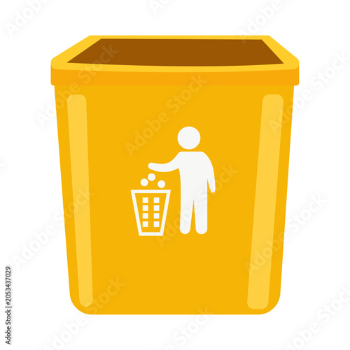 Yellow General Waste Bin For Proper Trash Disposal Illustration