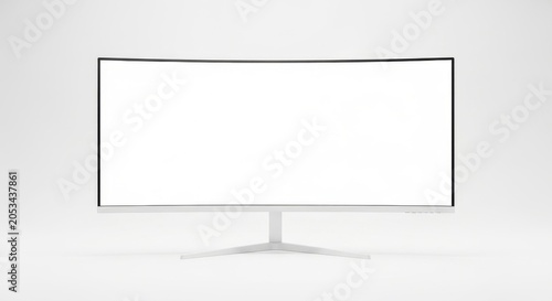 Empty monitor on stand isolated white background minimal setup