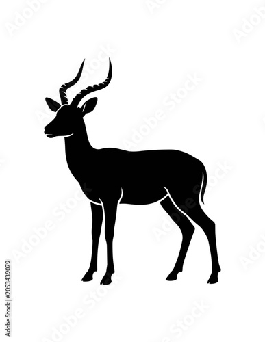 Silhouette of an elegant gazelle standing gracefully.