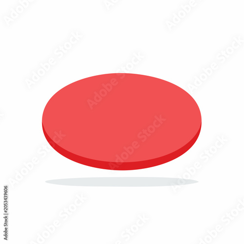 Red Oval Shape with Shadow