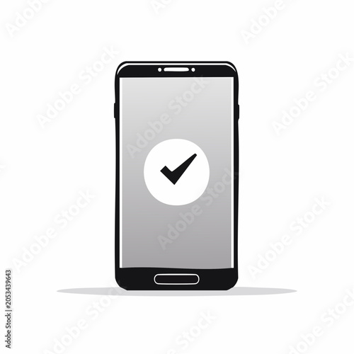Smartphone with a checkmark icon on screen