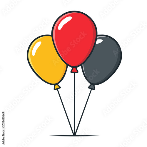 Three colorful cartoon balloons on white background