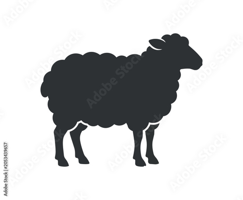 Silhouette of a Sheep Standing Profile View.