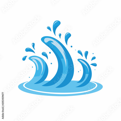Stylized Blue Water Waves Splashing