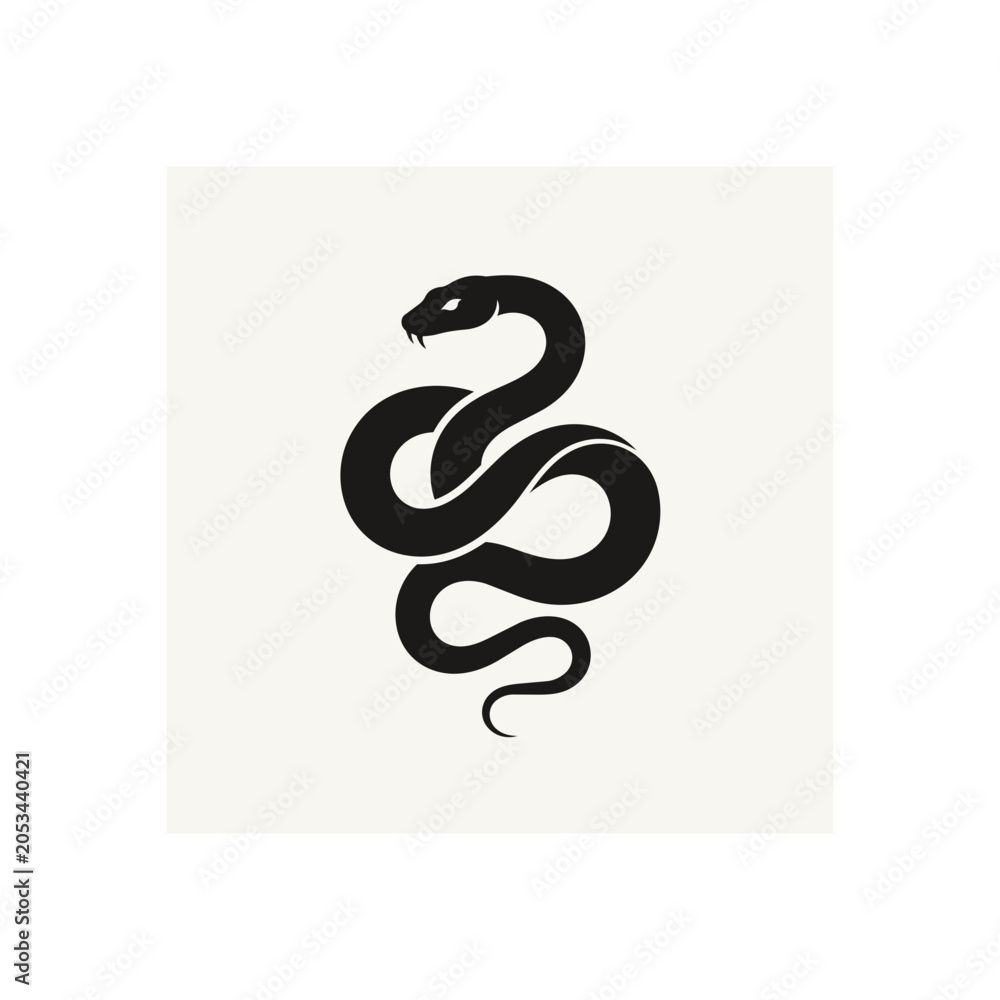 Fototapeta premium Stylized Black Snake Silhouette Illustration.