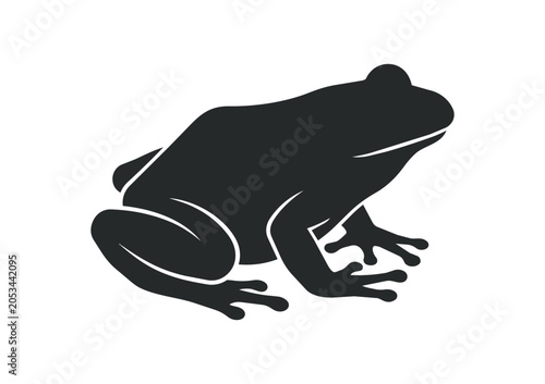 Silhouette of a Frog in a Side Profile View.