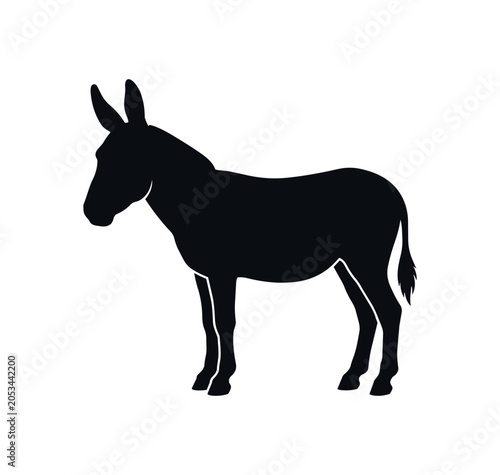 Silhouette of a Donkey Standing Still.