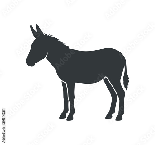 Silhouette of a Donkey Standing Still.
