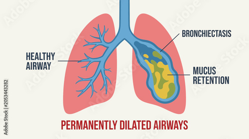Tableau sur toile Bronchiectasis Permanently Dilated Airways with Mucus Retention