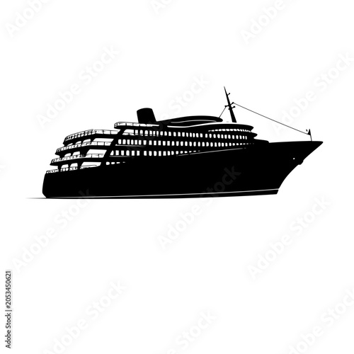 фотографія Modern luxury cruise ship silhouette vector, sleek ocean liner illustration for travel and tourism concepts, elegant black and white design