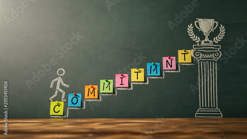 AI generated motivation concept showing commitment steps toward achievement success personal growth determination goal setting professional development