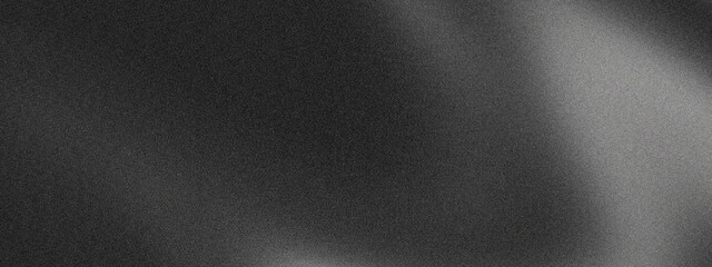 Abstract black and white grainy texture background, noisy poster header backdrop with soft curved shadow and light gradient cover design
