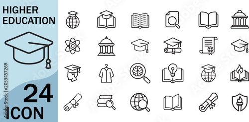 Fotografía Higher education icons for university and graduation theme