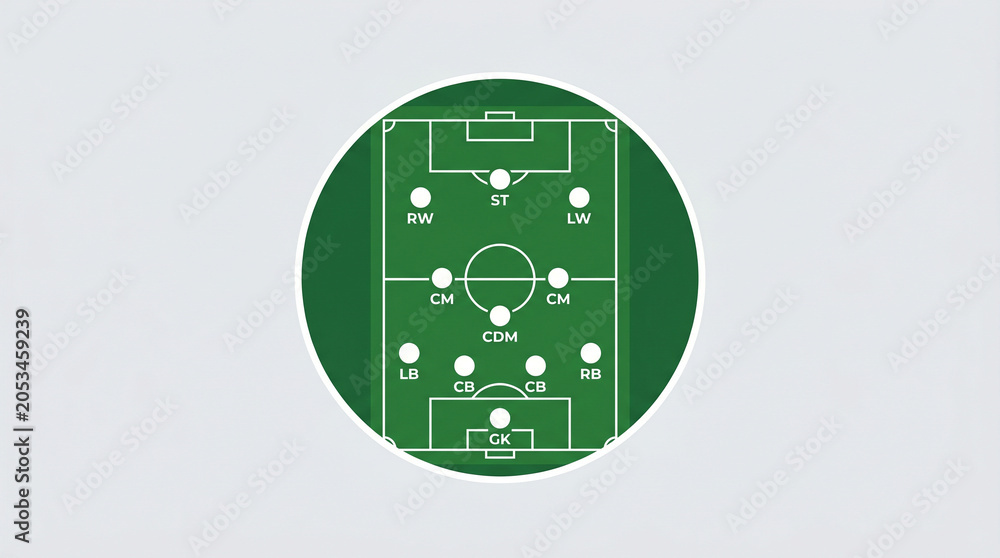 Obraz premium illustration of a football field and attacking formation tactics 433