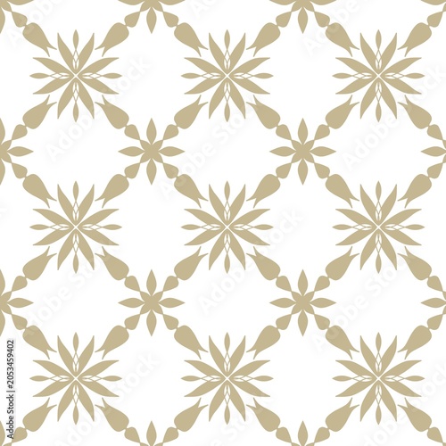 Gold Botanical Seamless Pattern with Geometric Floral Elements
