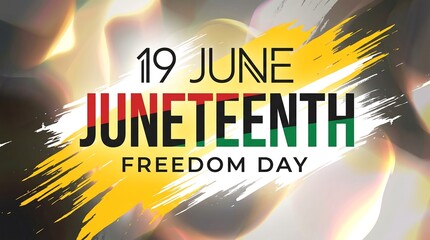 Juneteenth Freedom Day celebration banner, 19 June holiday typography with brush strokes, African American emancipation day graphic
