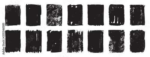 Foto Handmade grunge stamp squares arranged, playful ink marks and rough edges create quirky indie vibe, perfect for zines, sticker packs, boutique branding and DIY craft projects with tactile charm