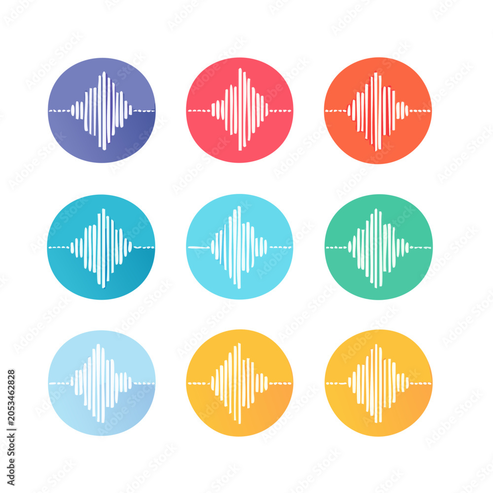 Fototapeta premium Sound wave icons in various colors
