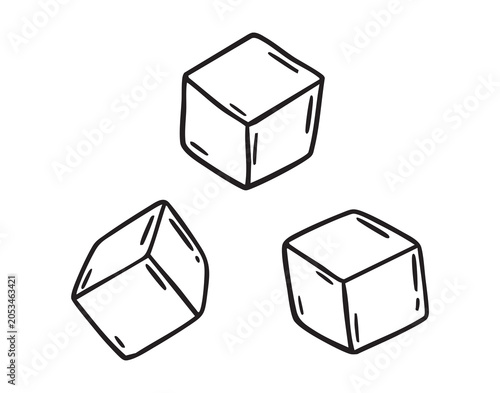 Foto Falling sugar cubes doodle hand drawn icon