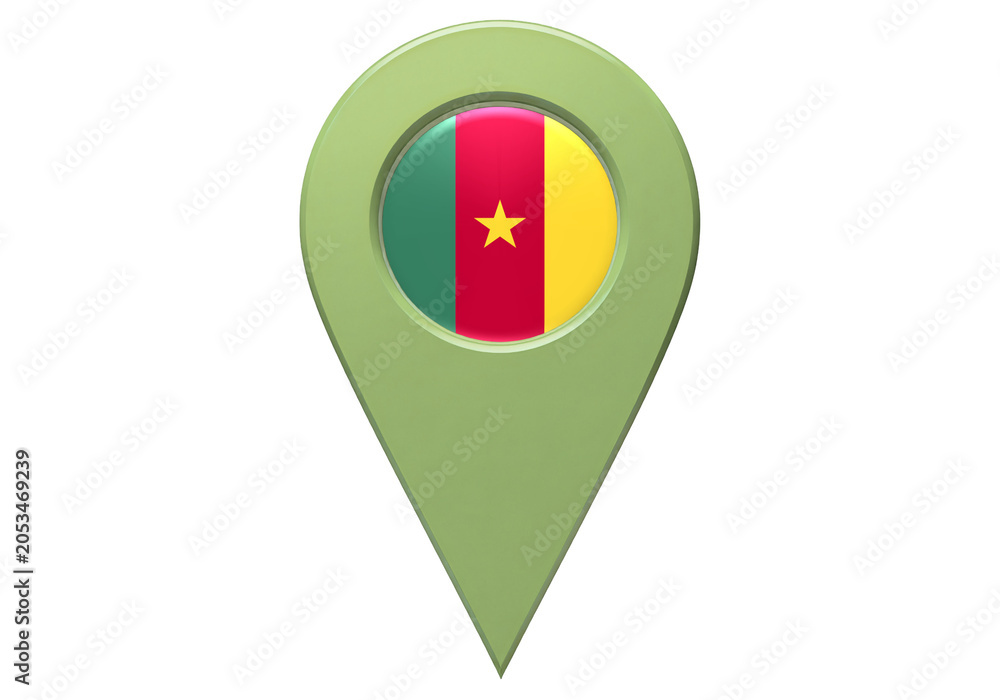 Obraz premium Cameroon Flag Map Pointer Location Icon