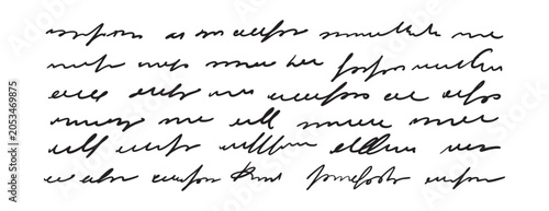 Unreadable handwriting text set. Abstract cursive script. Vintage handwritten patterns for creative design