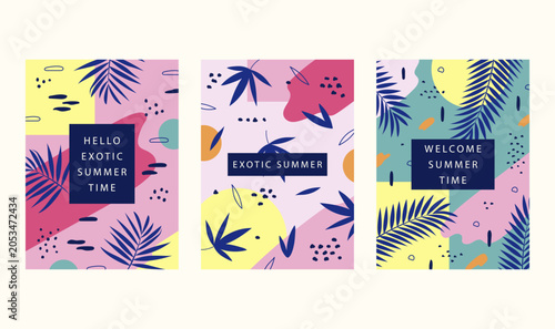 Photography Creative concept of abstract summer bright cover with wavy shapes in pastel colo