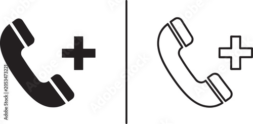 Add call icon, vector symbol for new contact or initiating a call, user interface design element.