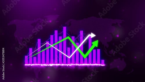 Business graph showing business growth. Arrow up graph icon animation. Upward trend business growth animation.