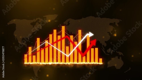Business graph showing business growth. Arrow up graph icon animation. Upward trend business growth animation.