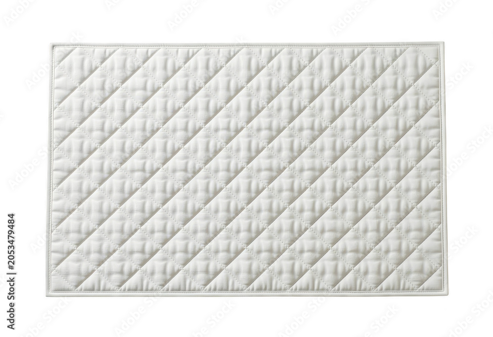 Fototapeta premium White Quilted Placemat with Diagonal Stitching Pattern