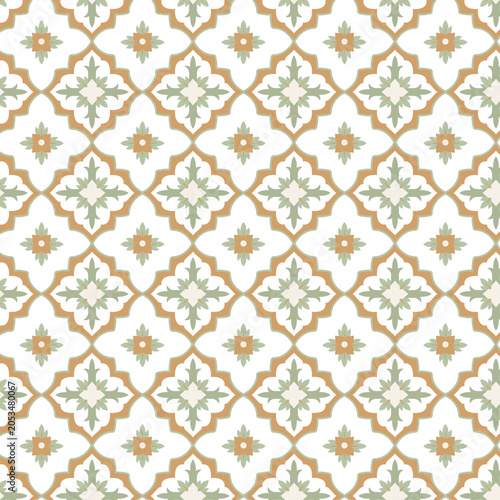 Seamless Mediterranean Floral Tile Pattern