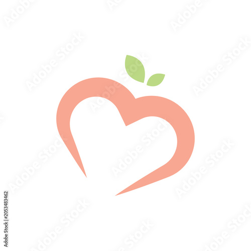 peach love logo design good for brand fruit logo design business