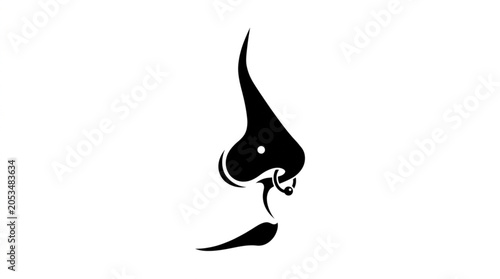 Foto Human nose silhouette profile with septum ring piercing isolated on white backgr