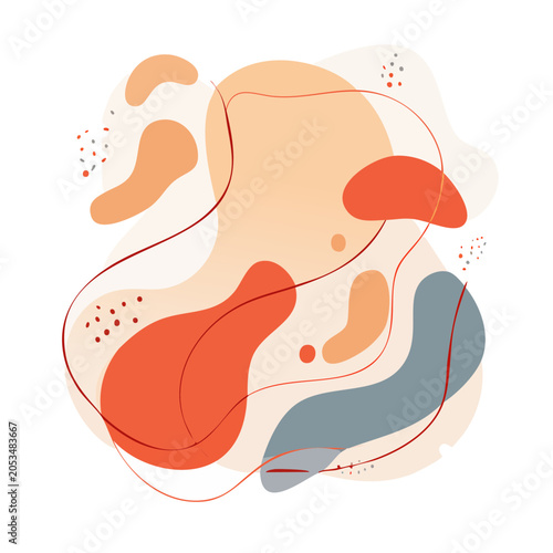 Modern abstract shape illustration with orange and blue