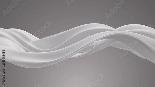 A smooth wave of white fabric flows against a neutral background