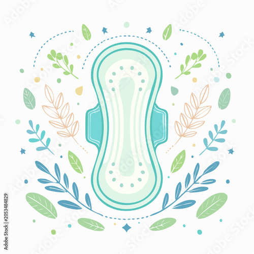 Sanitary Pad with Floral and Leafy Decorations