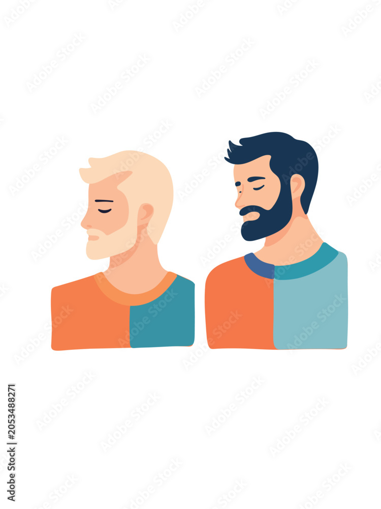 Fototapeta premium stylish composition portrait of two men in fashion aesthetic