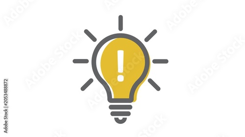 Light bulb with exclamation mark, video, icon, vector.