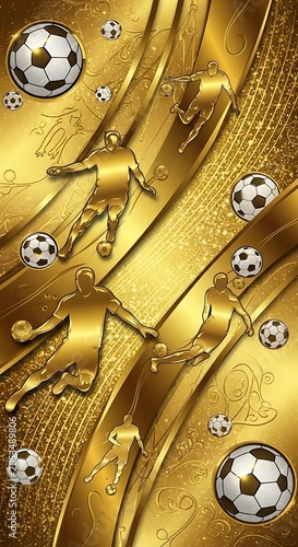 Golden Soccer Player Kicking Football Illustration.