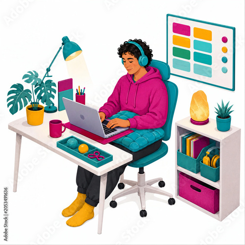 Remote Neurodiverse Worker in Structured Home Office