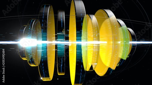 Horizontal barrel inspection of refractive optic rings focusing concentrated digital beams