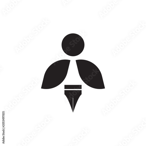 pen bee logo design combination